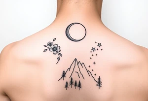 flowers skull lovers
Crescent moon and stars mountains forests
Feminine tattoo idea