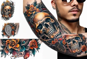 bone that fills entire arm from shoulder to fingers tattoo idea