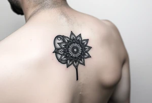 For a kidney donor- arm half sleeve using shape using shape of left kidney and mandala with mandalas cascading as a way of showing life given. More defined kidney. A kidney made of two mandalas tattoo idea