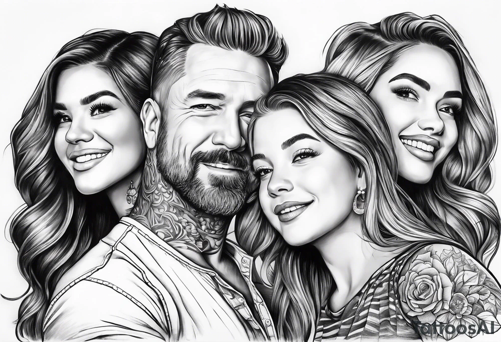 dad and 2 daughters and the chorus too dancing queen tattoo idea