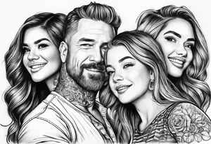 dad and 2 daughters and the chorus too dancing queen tattoo idea