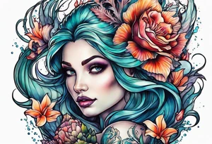 Dead mermaid tattoo idea