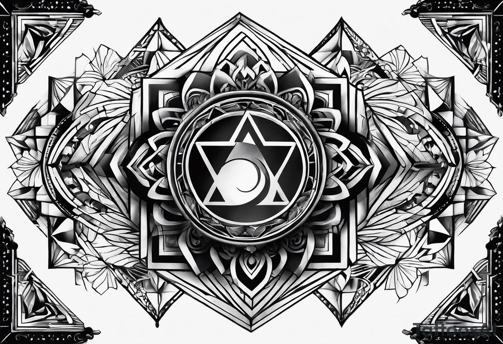 Geometric music tattoo idea