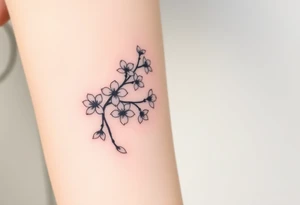 delicate cherry blossoms swirling in spring breeze with petals tattoo idea