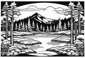 Full back tattoo ancient pine Forrest tattoo idea