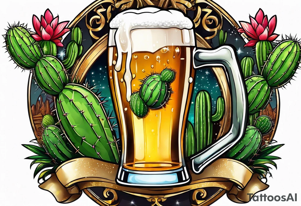 Beer bro cactus tattoo idea