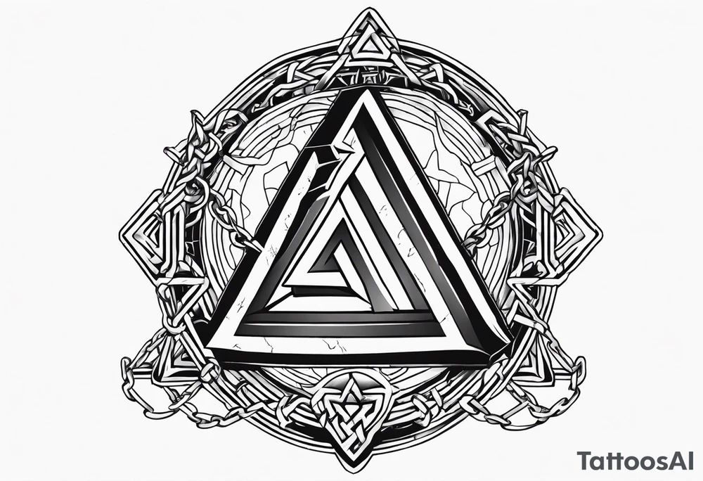 Valhalla sword shield axe barbed wire chains valknut fire tattoo idea Valhalla sword shield axe barbed wire chains valknut fire tattoo idea