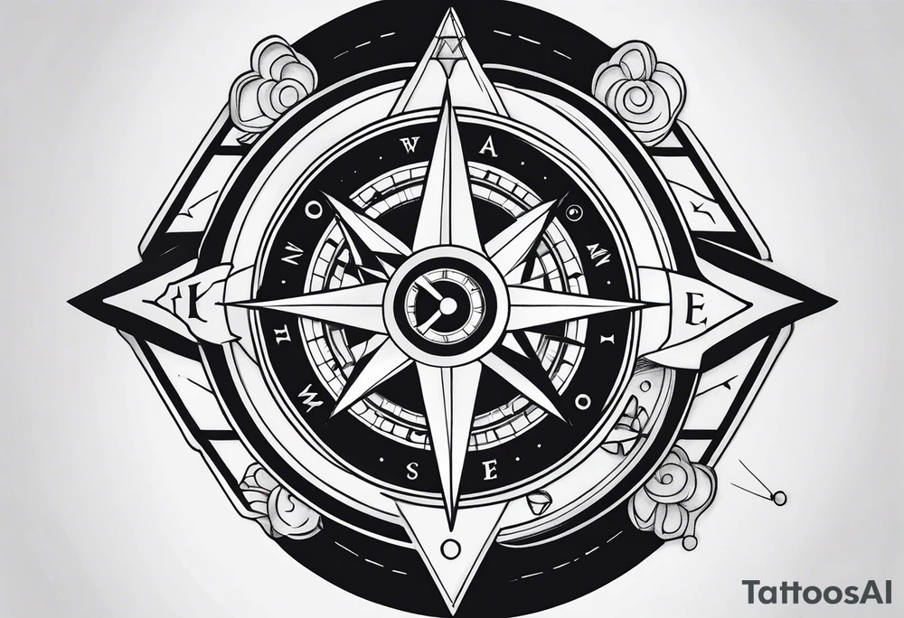 compass, playing cards, dice, horse, eagle sleeve tattoo idea