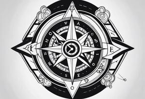 compass, playing cards, dice, horse, eagle sleeve tattoo idea