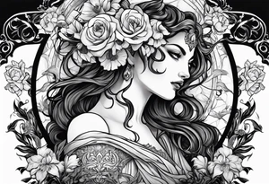 Hades and persephone with blue shadowns tattoo idea