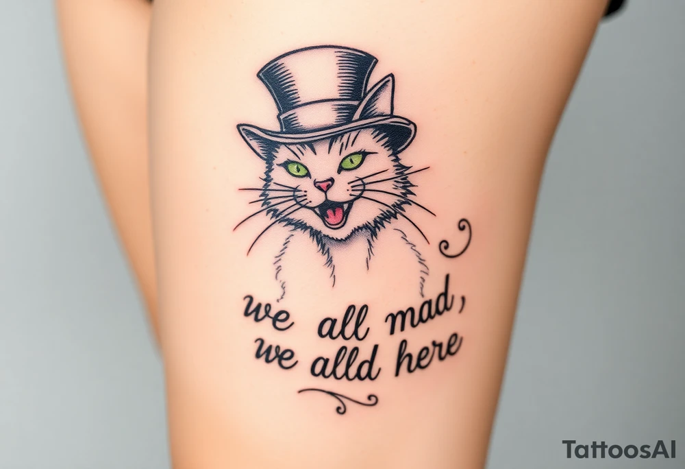 Cheshire cat, we are all mad here, top hat tattoo idea