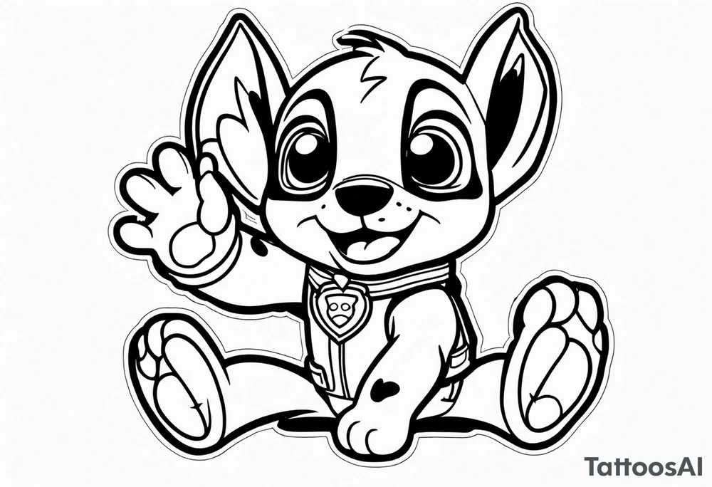 stitch high five wi
th paw patrol tattoo idea