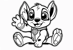 stitch high five wi
th paw patrol tattoo idea