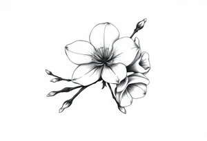 Elongated Cherry blossom with round petals tattoo idea