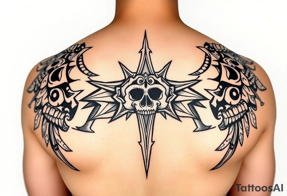 Create a mexican Aztec tattoo meant for the inner bicep, with the main theme of life and death but make sure to make it subtle as this theme should not be the main focus of the tattoo the mexican Aztec part is the main thing tattoo idea