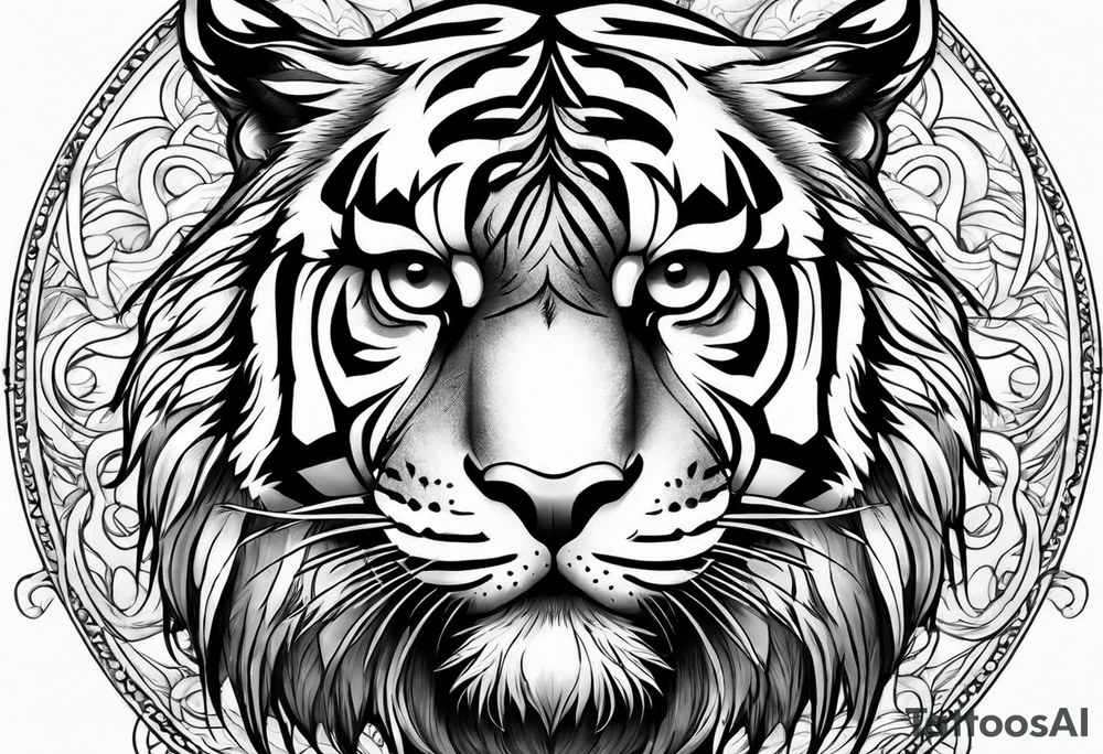 Tiger with owl eyes tattoo idea