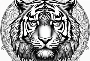 Tiger with owl eyes tattoo idea