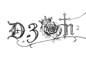 Name D3von spelt going down my arm with a crown and rose and cross and 03/27/07 tattoo idea