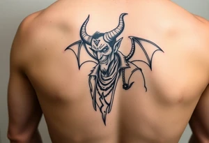 demon in cowboy-clothing,desert. tattoo idea