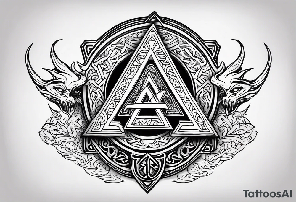 Valhalla sword shield dragon valknut tattoo idea