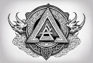 Valhalla sword shield dragon valknut tattoo idea