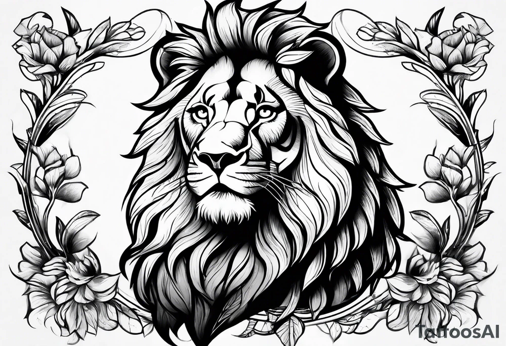 Lion thigh tattoo idea