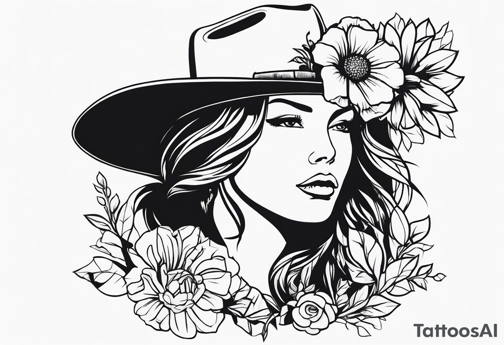 floral western christian cowgirl tattoo idea