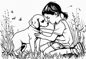 child playing with puppy tattoo idea