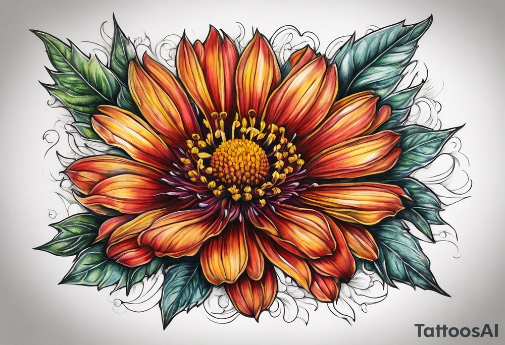 Indian blanket flower cosmos tattoo idea