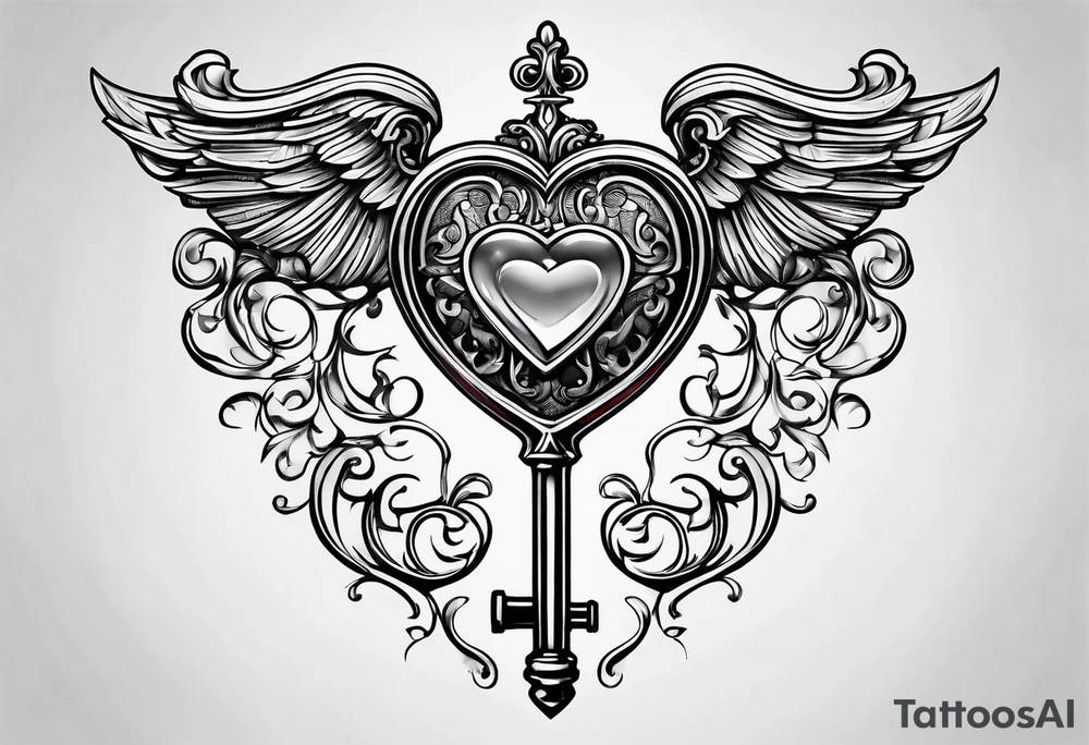 Heart shaped antique key tattoo idea