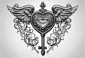 Heart shaped antique key tattoo idea