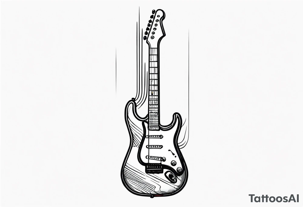 electric guitar with distorted audio signal coming out of it tattoo idea