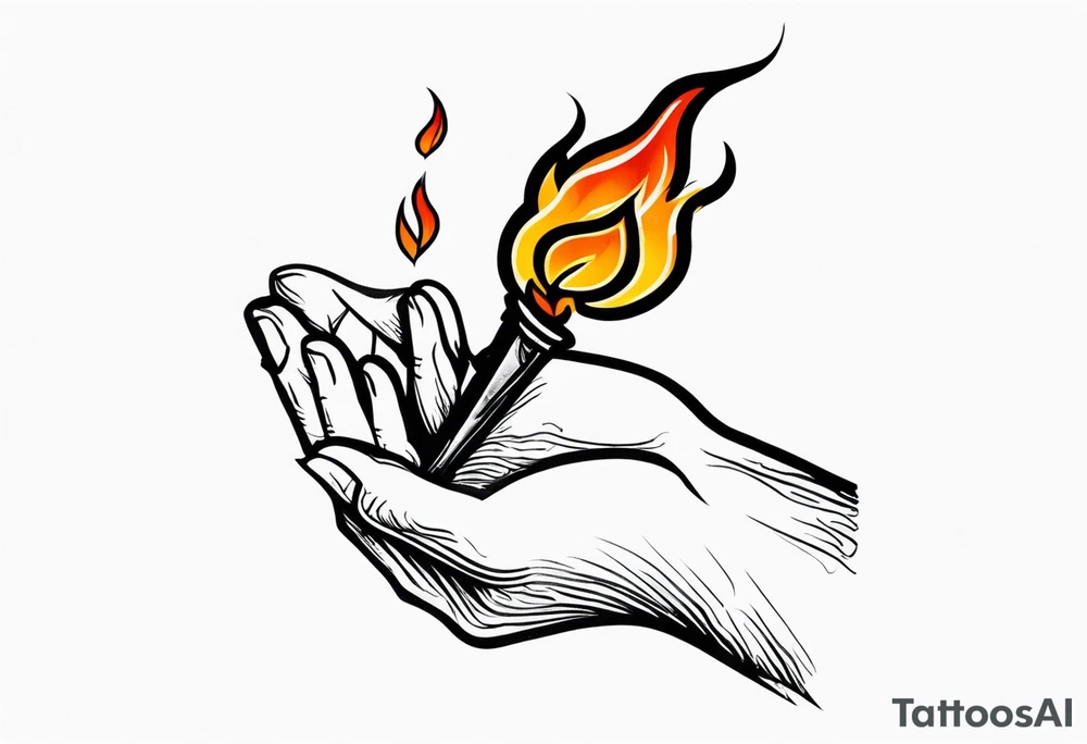 A hand holding fire tattoo idea