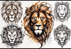 i want to do a tattoo on the inner part of my arm , that will have the face of a lion mixed with a face of a godess tattoo idea