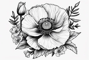 Poppy and larkspur tattoo idea