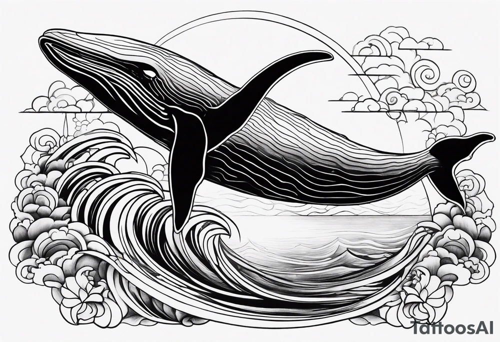 Whale ascending towards light tattoo idea