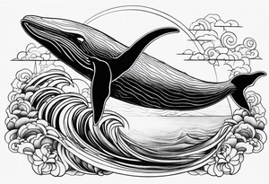 Whale ascending towards light tattoo idea