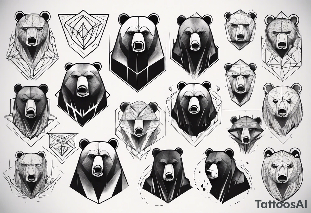 Serious bear coming up behind a city tattoo idea