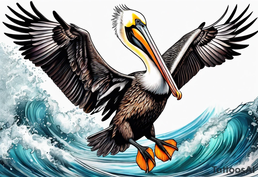 pelican in motion tattoo idea