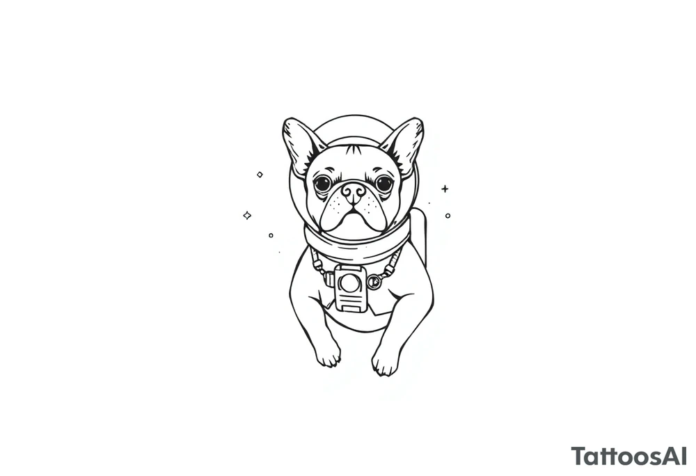 a space themed tattoo of my french bulldog mars. include elements in space like planets and stars. mars should be depicted as a astronaut tattoo idea