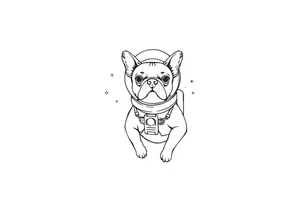 a space themed tattoo of my french bulldog mars. include elements in space like planets and stars. mars should be depicted as a astronaut tattoo idea
