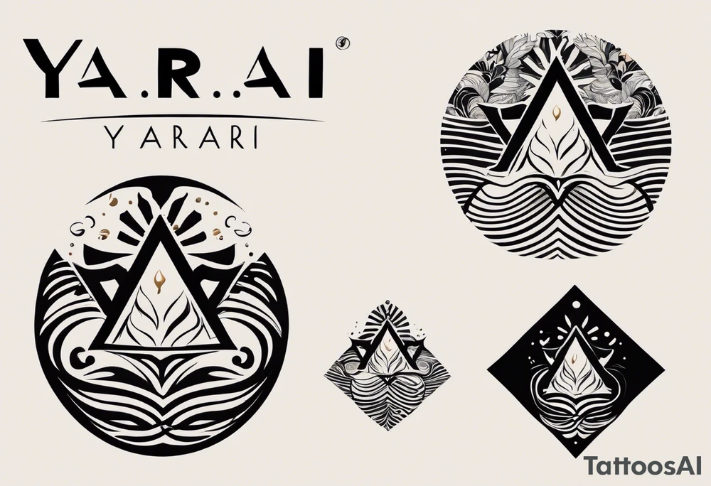 a a simple easily drawn logo for a bikini brand called Yaraí. Simple logo and unique design symbolizing the meaning "lively waters" . Spiral included in the logo tattoo idea