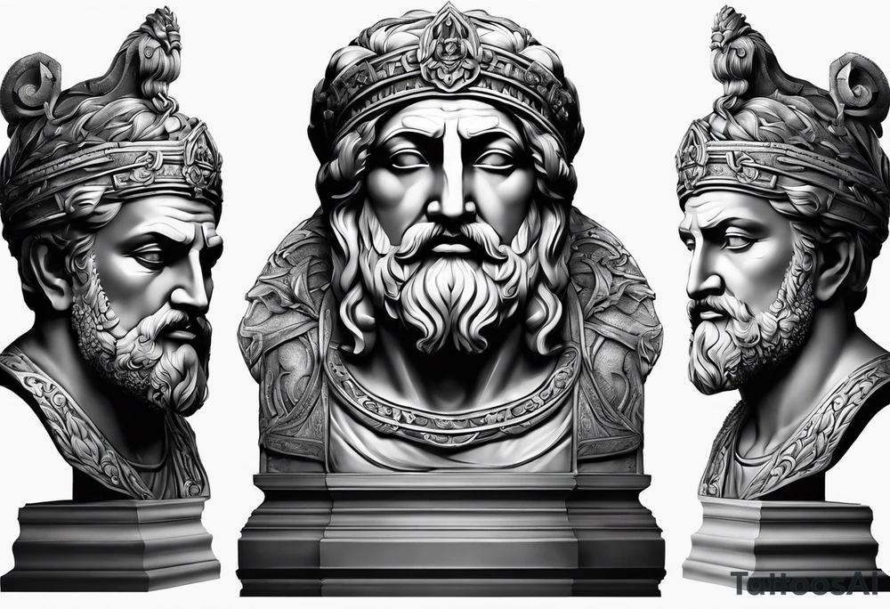 Griechische Gott Statue kopf tattoo idea