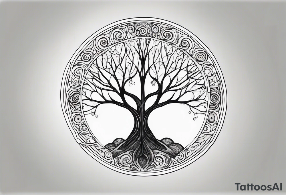 Tree with round symbol at the nottom tattoo idea