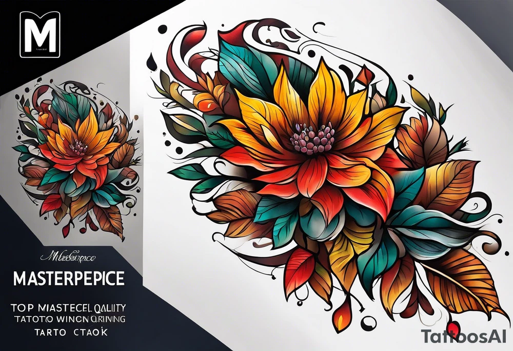 sleeve tattoo in fall colors tattoo idea