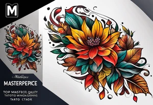 sleeve tattoo in fall colors tattoo idea