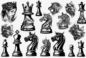 big king chess with lots of cracks marble tattoo idea