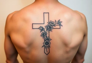 Cross outline with flowers only inside the outline of the cross tattoo idea