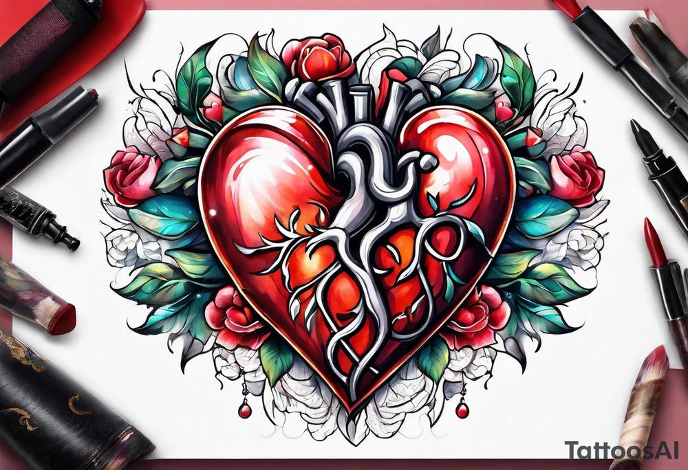 Heart with click in middle hands on 8 and 5 tattoo idea