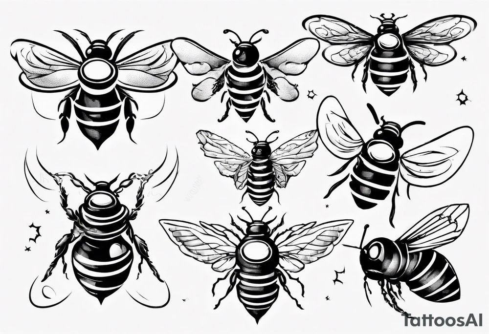 comic biene im flug tattoo idea